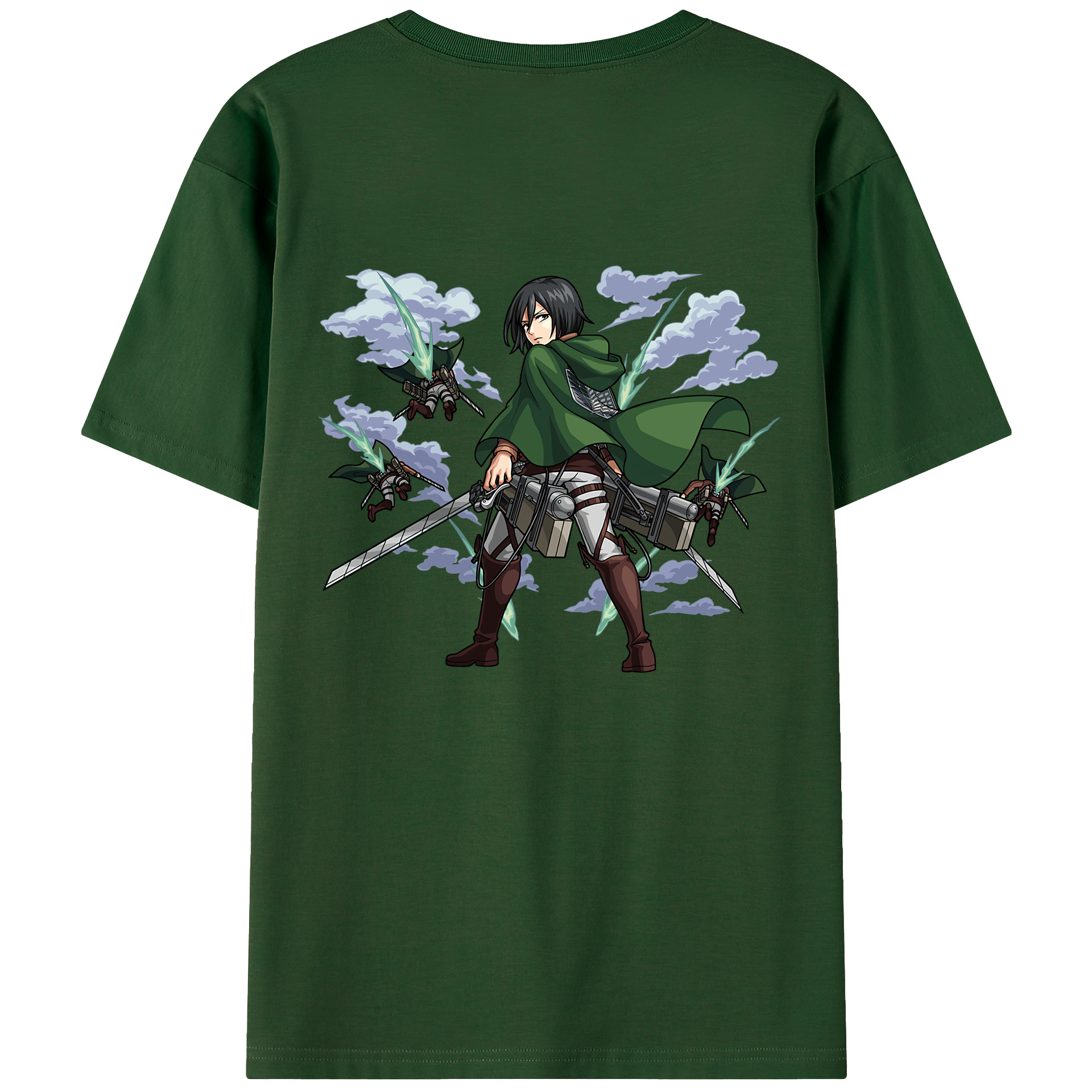 （画像用） 進撃の巨人 ミカサ·アッカーマン Attack on Titan Mikasa Ackerman 綿100％半袖Tシャツ（背面プリント）